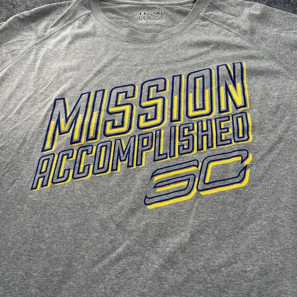 Golden State Warriors Shirt Mens 2XL Grey Basketball Curry Mission Accomplished - Picture 2 of 15